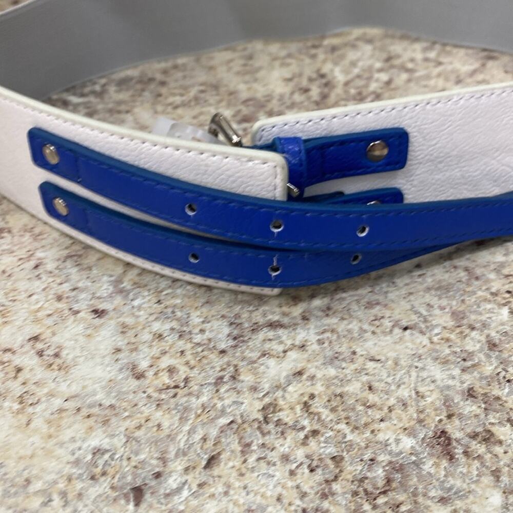 New York & Co NWT M/L double buckle white blue stretch belt